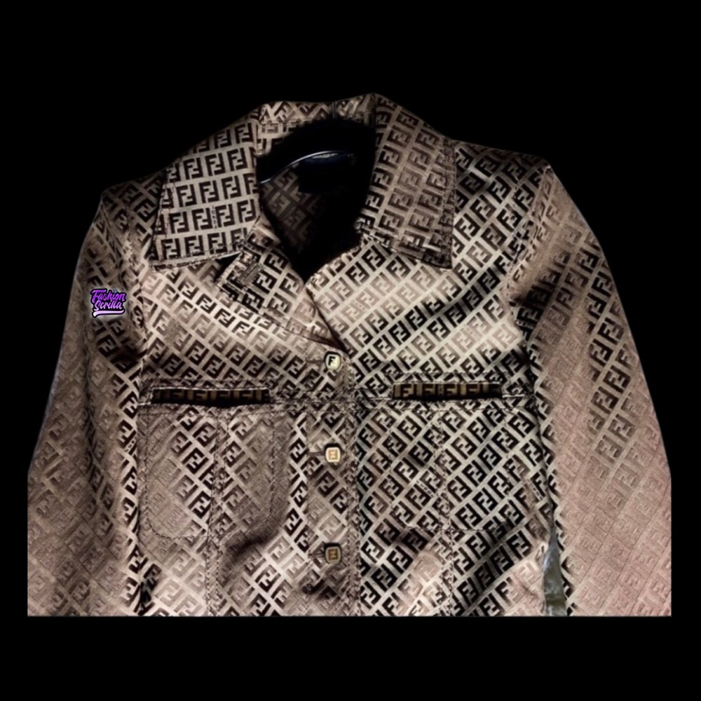Fendi Vintage Mini Dress Trench Coat Jacket Monogram FF Logo Zucca Canvas Zip Up - Picture 6 of 16